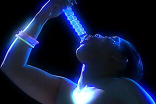 Asian milf Jessica rubs her cunt with the glass dildo.