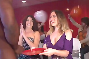 CFNM babes partying with black stripper