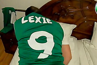 Lexie masturbates after the football game