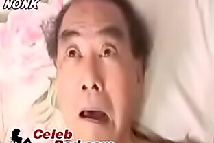 Japanese busty nurse fuck grandpa (Who is she?)