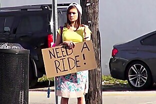 Teen hitchhiker fucks huge dick outdoor POV